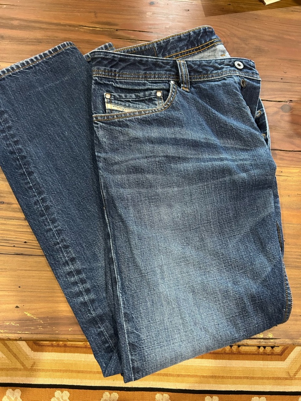 Diesel Safado Slim-Straight Jeans - Dark Blue with Orange Stitching